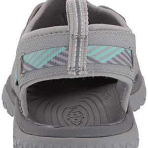 KEEN Womens SOLR High Performance Sport Closed-Toe Water Sandal Shoe, Light Gray/Ocean Wave , 10