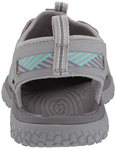 KEEN Womens SOLR High Performance Sport Closed-Toe Water Sandal Shoe, Light Gray/Ocean Wave , 10