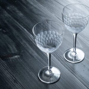 Amehla "Hive Glass Honeycomb Nick & Nora Cocktail Glasses, 5oz Coupe Martini, Manhattan, Bee's Knees Craft Cocktails Glass (Pack of 4)