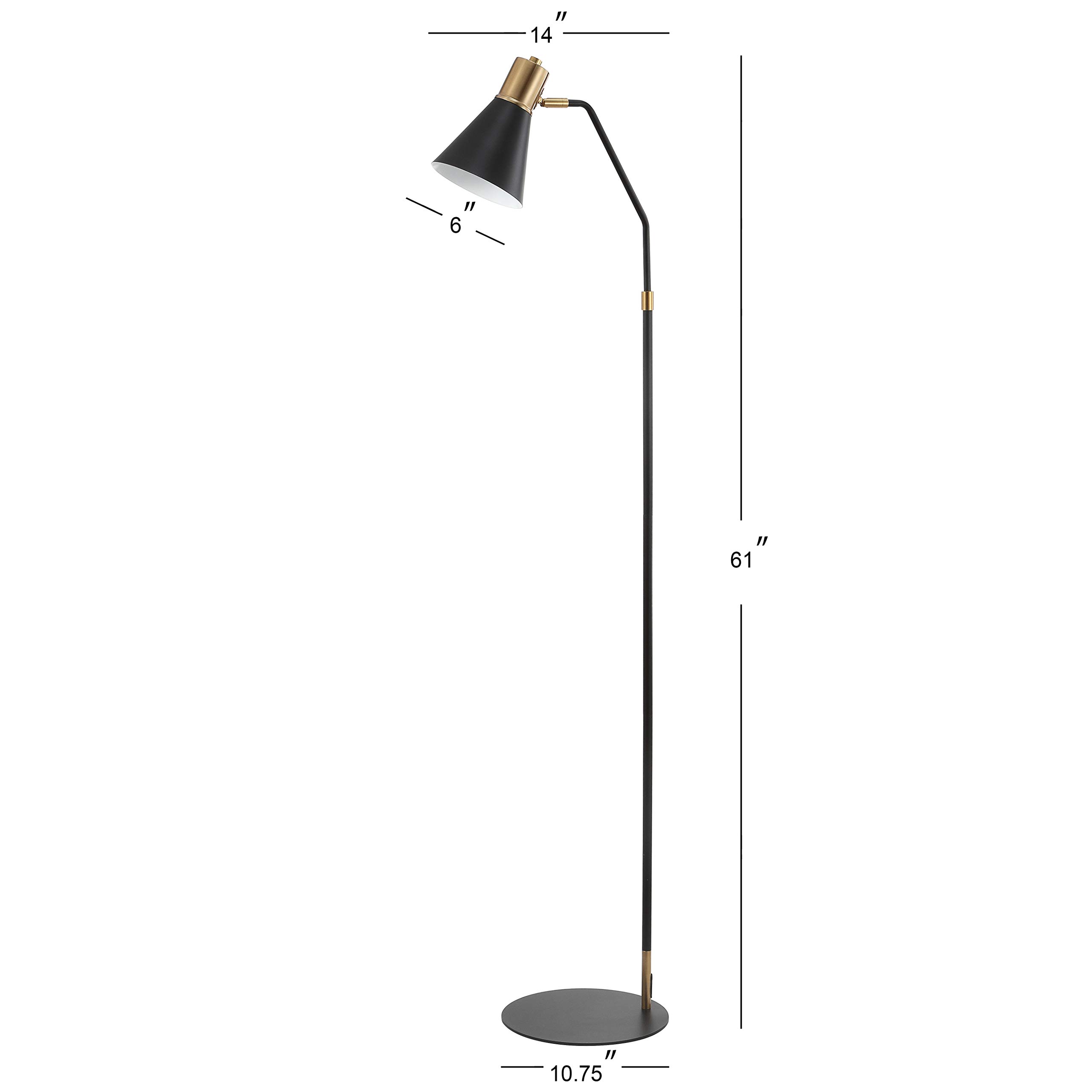 JONATHAN Y JYL6130A Apollo 61" Modern Metal LED Task Floor Lamp, 2700K, Contemporary, Glam, Scandinavian, Minimalist, Modern, Midcentury, Transitional, Office, Living Room, Bedroom, Black/Brass Gold