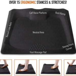 Stand Steady Mountain Mat | Anti Fatigue Mat for Active Standing | Ergonomic Standing Mat with Raised Gel Foam Padding for Calf & Arch Support | Massage Floor Mat for Standing Desk (27x21in/Black)