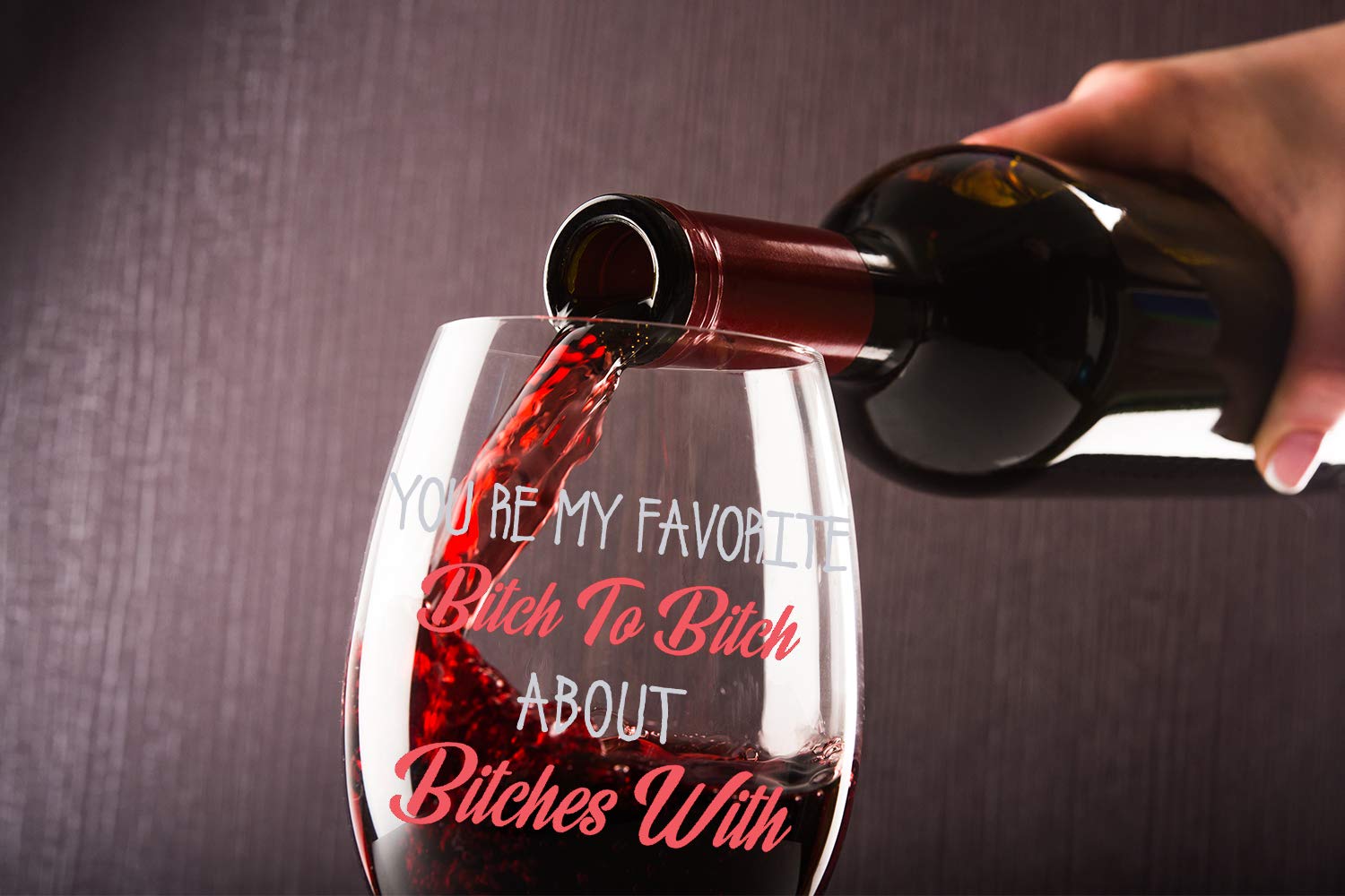 Your my Favorite Bitch to Bitch About Bitches with Funny 15oz Stemless Crystal Wine Glass - Fun Wine Glasses with Sayings Gifts for Women