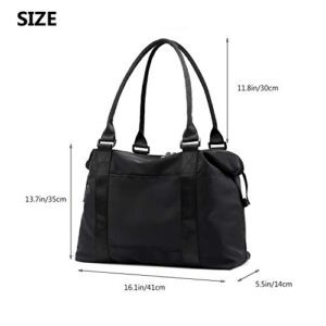 Forestfish Duffle Tote Bag Weekender Bags For Women Travel With Trolley Sleeve, Black medium,large