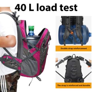 FENGDONG 40L Waterproof Lightweight Outdoor Daypack Hiking,Camping,Travel Backpack for Women Men Pink