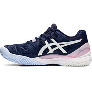 asics women's gel-resolution 8 clay tennis shoes, 7, peacoat/white
