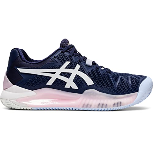 ASICS Women's Gel-Resolution 8 Clay Tennis Shoes, 7, Peacoat/White