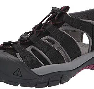 KEEN Women's Newport H2 Closed Toe Water Sandals, Black/Raspberry Wine, 8.5