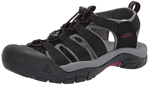 KEEN Women's Newport H2 Closed Toe Water Sandals, Black/Raspberry Wine, 8.5