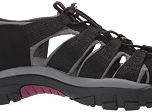 KEEN Women's Newport H2 Closed Toe Water Sandals, Black/Raspberry Wine, 8.5