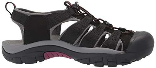 KEEN Women's Newport H2 Closed Toe Water Sandals, Black/Raspberry Wine, 8.5