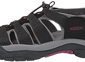 KEEN Women's Newport H2 Closed Toe Water Sandals, Black/Raspberry Wine, 8.5