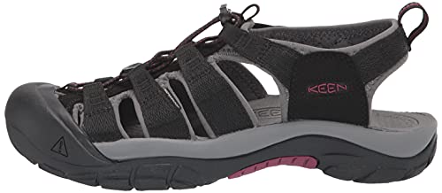 KEEN Women's Newport H2 Closed Toe Water Sandals, Black/Raspberry Wine, 8.5