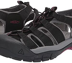 KEEN Women's Newport H2 Closed Toe Water Sandals, Black/Raspberry Wine, 8.5