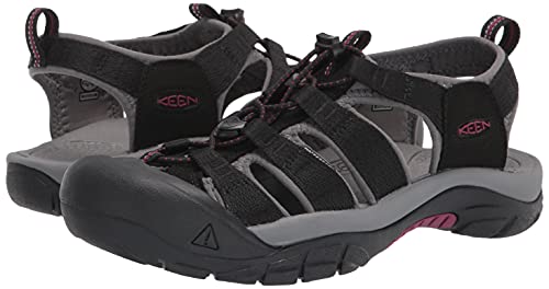 KEEN Women's Newport H2 Closed Toe Water Sandals, Black/Raspberry Wine, 8.5