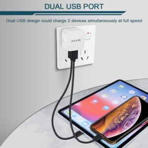 3Pack USB Wall Charger Plug, AILKIN 2.4A Dual Port USB Adapter Power Cube Fast Charging Station Box Base Replacement for iPhone 14 13 12 Pro Max SE 11 XR XS X/8, Samsung, Phones USB Charge Block-White