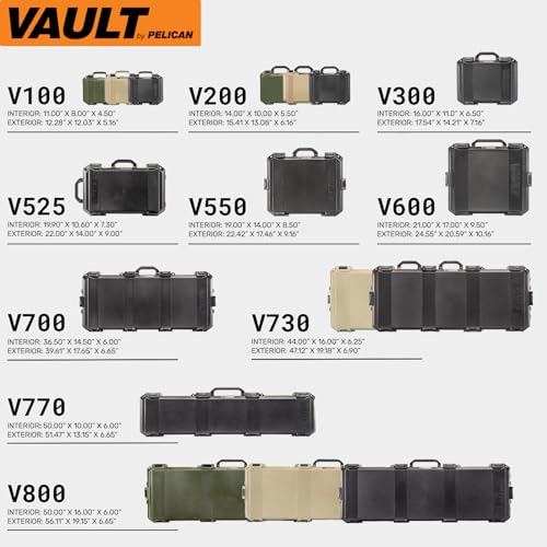Pelican Vault V800 Multi-Purpose Wide Hard Case with Foam - Tripod, Equipment, Electronics Gear, Instrument, and More (Tan)