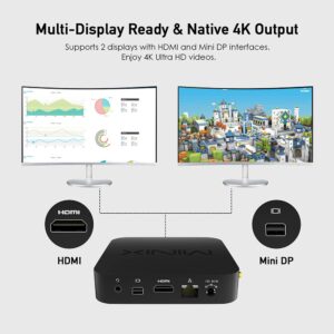 MINIX Neo Z83-4 Plus, 4G/64G Intel X5-Z8350 Fanless Mini PC Windows 10 Pro. Dual-Band Wi-Fi/Gigabit Ethernet/Mini DP/4K UHD/Auto Power On. Ideal Home/Office/Industrial and Digital Signage Solution