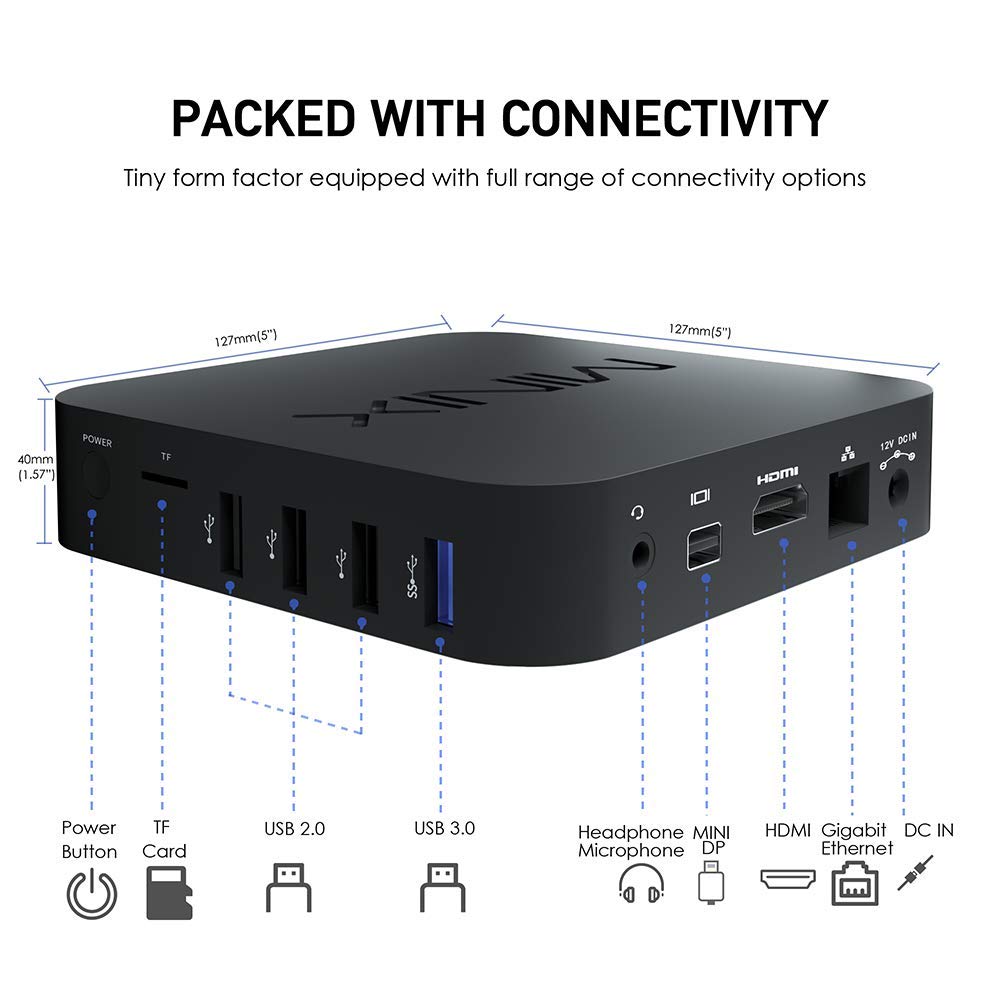 MINIX Neo Z83-4 Plus, 4G/64G Intel X5-Z8350 Fanless Mini PC Windows 10 Pro. Dual-Band Wi-Fi/Gigabit Ethernet/Mini DP/4K UHD/Auto Power On. Ideal Home/Office/Industrial and Digital Signage Solution