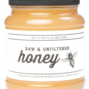 TJO Bees Raw and Unfiltered Honey (5 LB (80 OZ) Jar)