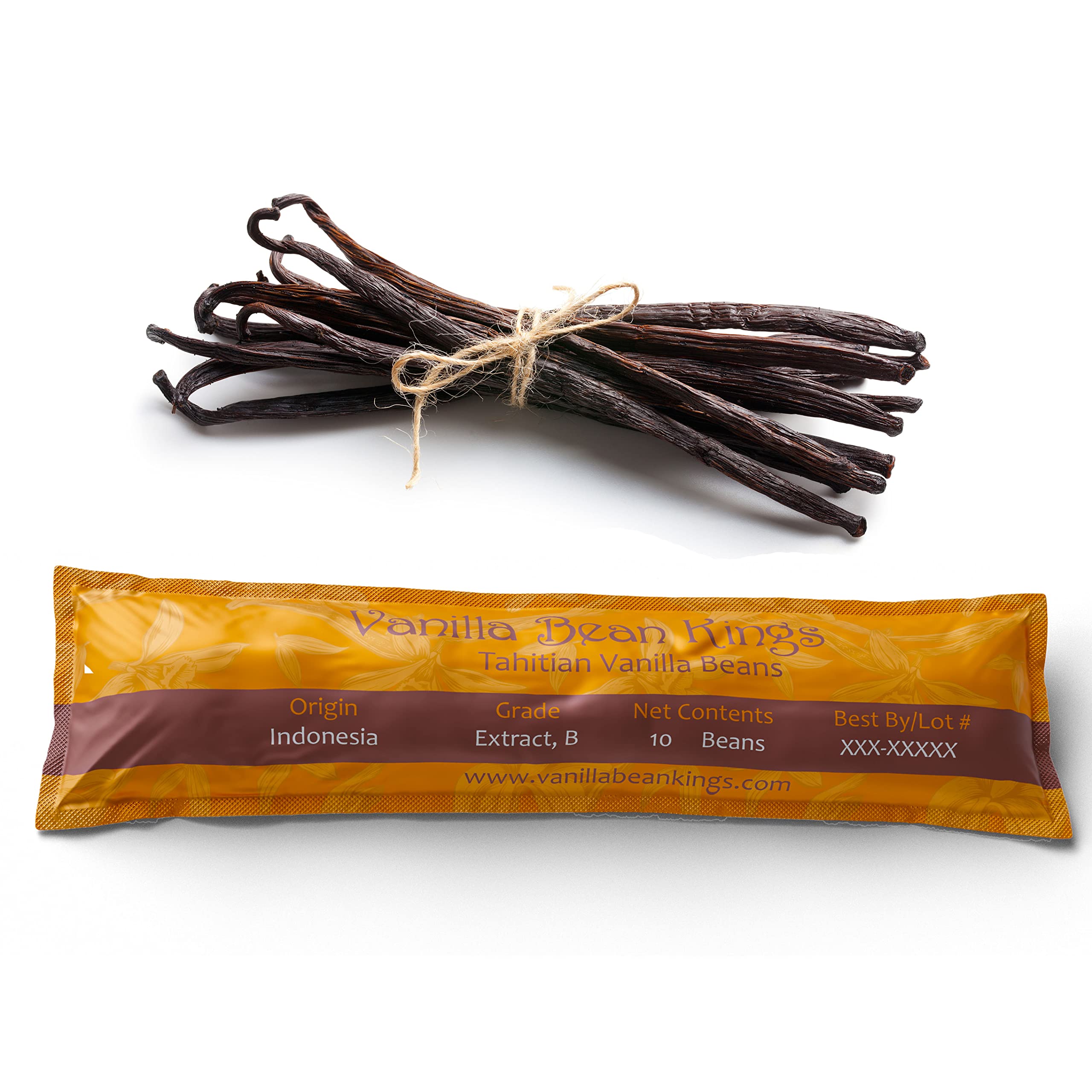 10 Vanilla Beans - Whole Extract Grade B Pods for Baking, Homemade Extract, Brewing, Coffee, Cooking - (Tahitian)