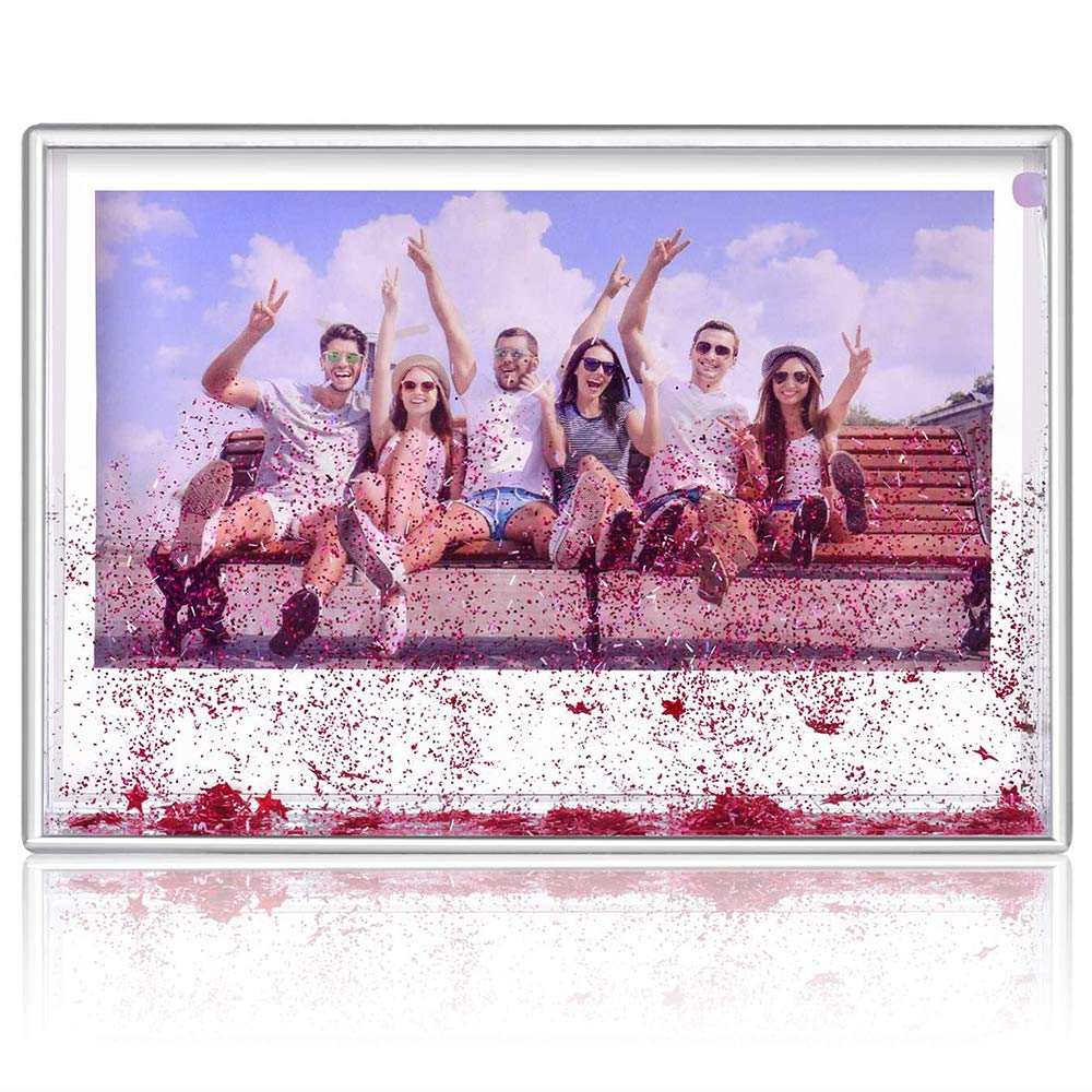 Kingho Glitter Picture Frame Cute Liquid Acrylic Photo Frames for Family Friends Couples Gifts, Mount for 4x6 inch (10x15 cm) Picture