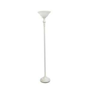 elegant designs lf2001-wht 1 light torchiere marbleized white glass shade floor lamp,