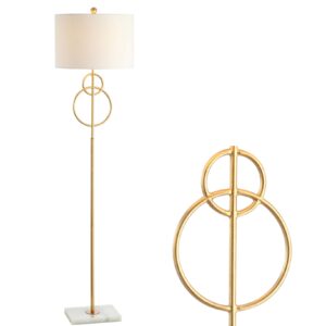 jonathan y jyl1097a haines 60" modern circle marble/metal led floor lamp classic,glam,transitional for bedrooms, living room, office, reading, gold