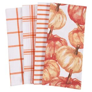 kaf home pantry kitchen holiday dish towel set of 4, cotton, 18 x 28-inch (watercolor pumpkins)