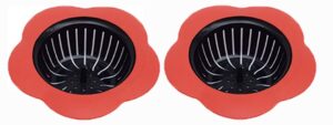 silicone kitchen sink strainer 2 pack, pouring strainers，drain filterlarge wide rim 4.5" diameter (4.5" diameter, 2 red)
