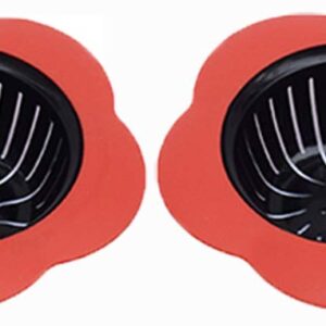 Silicone Kitchen Sink Strainer 2 Pack, Pouring strainers，Drain FilterLarge Wide Rim 4.5" Diameter (4.5" Diameter, 2 Red)