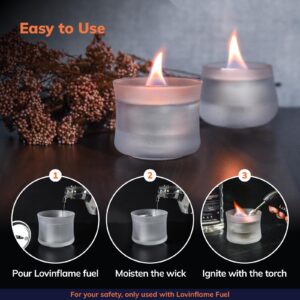 Lovinflame Mist Glass Candle, Tabletop Fire Pit, Fireplace, Portable Fire Bowl, Indoor Outdoor, Smokeless Odorless, Patio Home Décor Refillable, only Used with Lovinflame Ethanol-Free Fuel