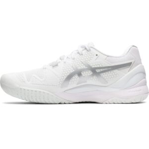 asics women's gel-resolution 8 tennis shoes, 7.5, white/pure silver