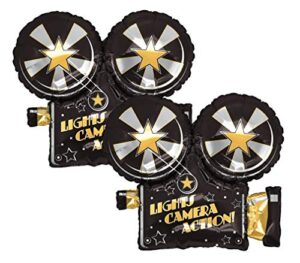 set of 2 lights camera action movie camera 32" foil party balloons by anagram