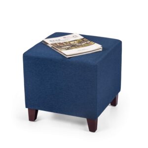 adeco simple british style cube footstool ottoman bench foot rest, 16x16x16, blue