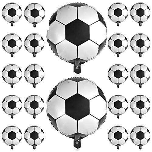 24 Pcs 18 Inch Soccer Balloons Aluminum Foil Balloons Mylar Balloons for birthday party Soccer Party Decorations Football Party Supplies Birthday Party Decoration 45cm