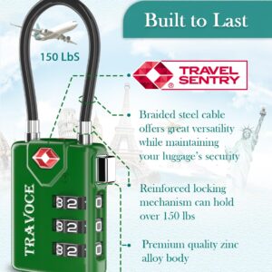 TSA Approved Luggage Locks, Travel Locks Which Also Work Great as Gym Locks, Toolbox Lock, Backpack and More 1,2,4,6 &10 pk (Army Green)