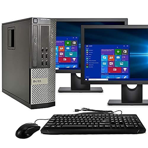 Dell Desktop Computer, Quad Core i5 3.1GHz, 8GB Ram, 500GB, Dual 22inch LCD, DVD, Wi-Fi, Keyboard, Mouse, Bluetooth, Windows 10 Pro Compatible with Dell OptiPlex 790 (Renewed)