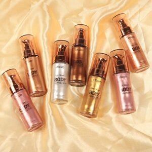 Liquid Illuminator, Firstfly Body Highlighter Makeup Smooth Shimmer Glow Liquid Foundation for Face & Body（#03 Glistening Bronze）