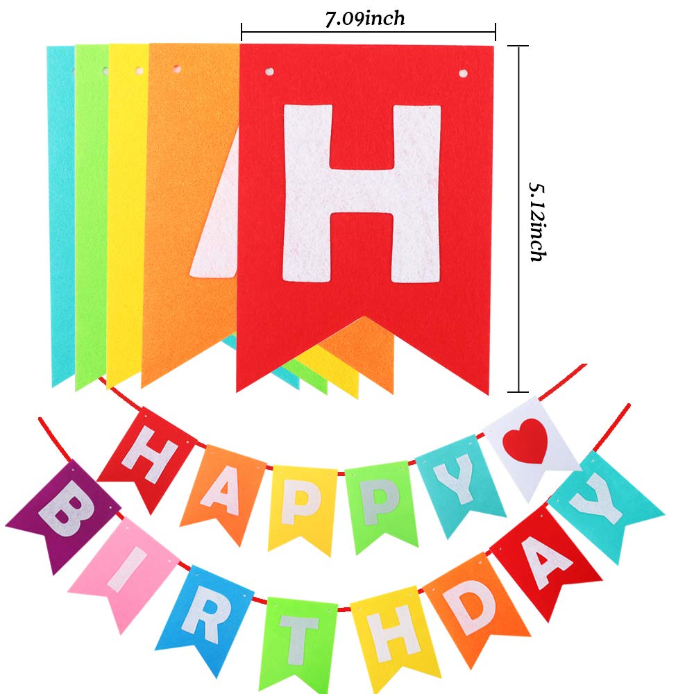 Happy Birthday Banner, Rainbow Birthday Banner for Birthday Decorations, Colorful Paper Honeycomb Balls, Circle Dots Hanging Decorations