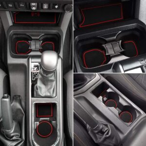 auovo 18pcs anti-dust mats for toyota tacoma accessories 2023 2022 2021 2020 2016 2017 2018 2019 car cup holder inserts center console door pocket liner premium custom interior (double cab) (red)