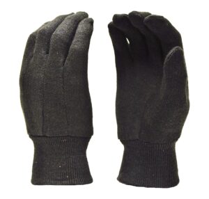 heavy weight 9oz. cotton brown jersey work gloves, knit wrist, sold by dozen (12-pairs) - x-large