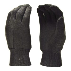 Heavy Weight 9OZ. Cotton Brown Jersey Work Gloves, Knit Wrist, Sold by Dozen (12-Pairs) - X-Large