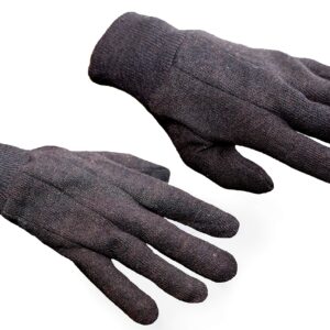 Heavy Weight 9OZ. Cotton Brown Jersey Work Gloves, Knit Wrist, Sold by Dozen (12-Pairs) - X-Large