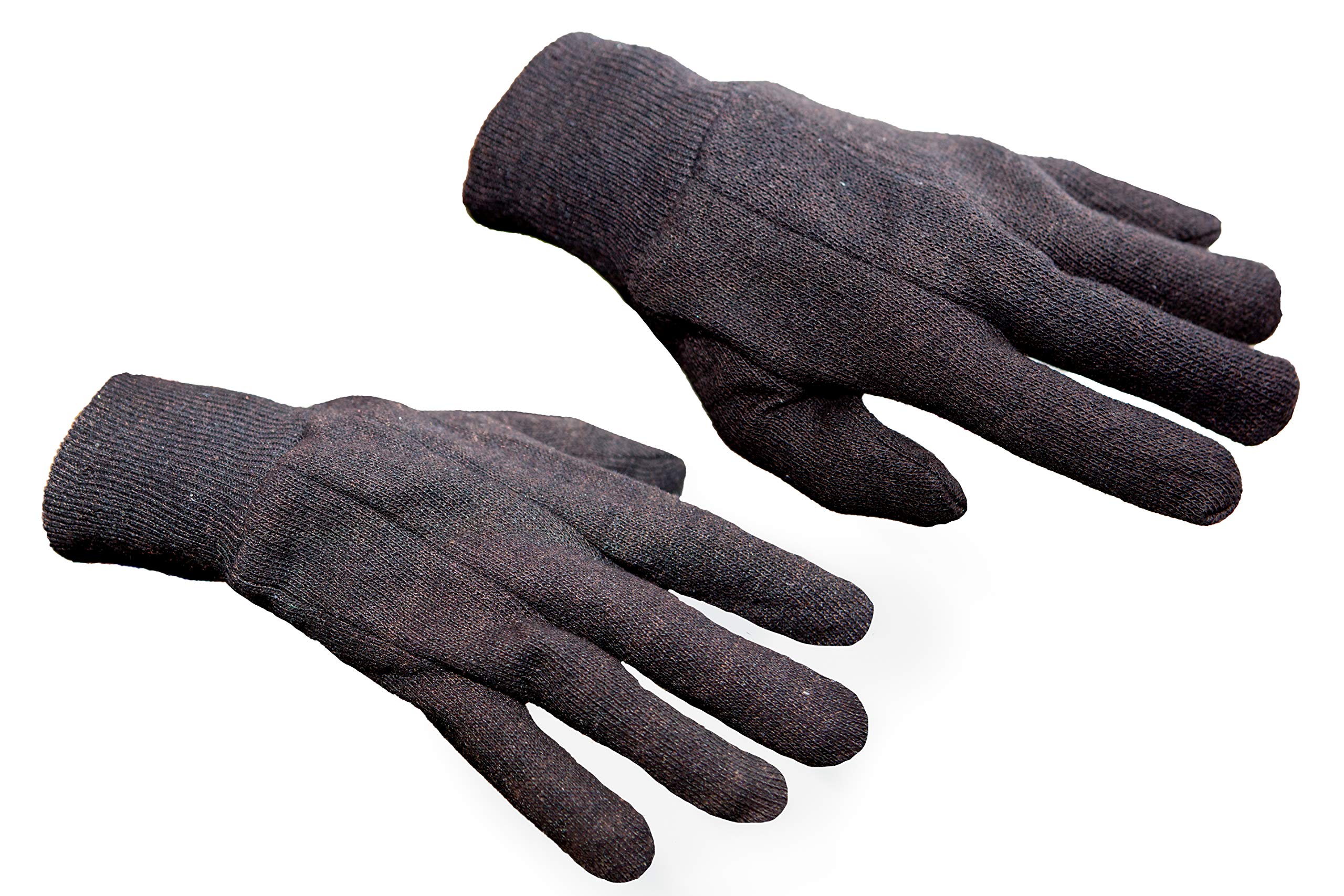 Heavy Weight 9OZ. Cotton Brown Jersey Work Gloves, Knit Wrist, Sold by Dozen (12-Pairs) - X-Large