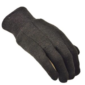 Heavy Weight 9OZ. Cotton Brown Jersey Work Gloves, Knit Wrist, Sold by Dozen (12-Pairs) - X-Large