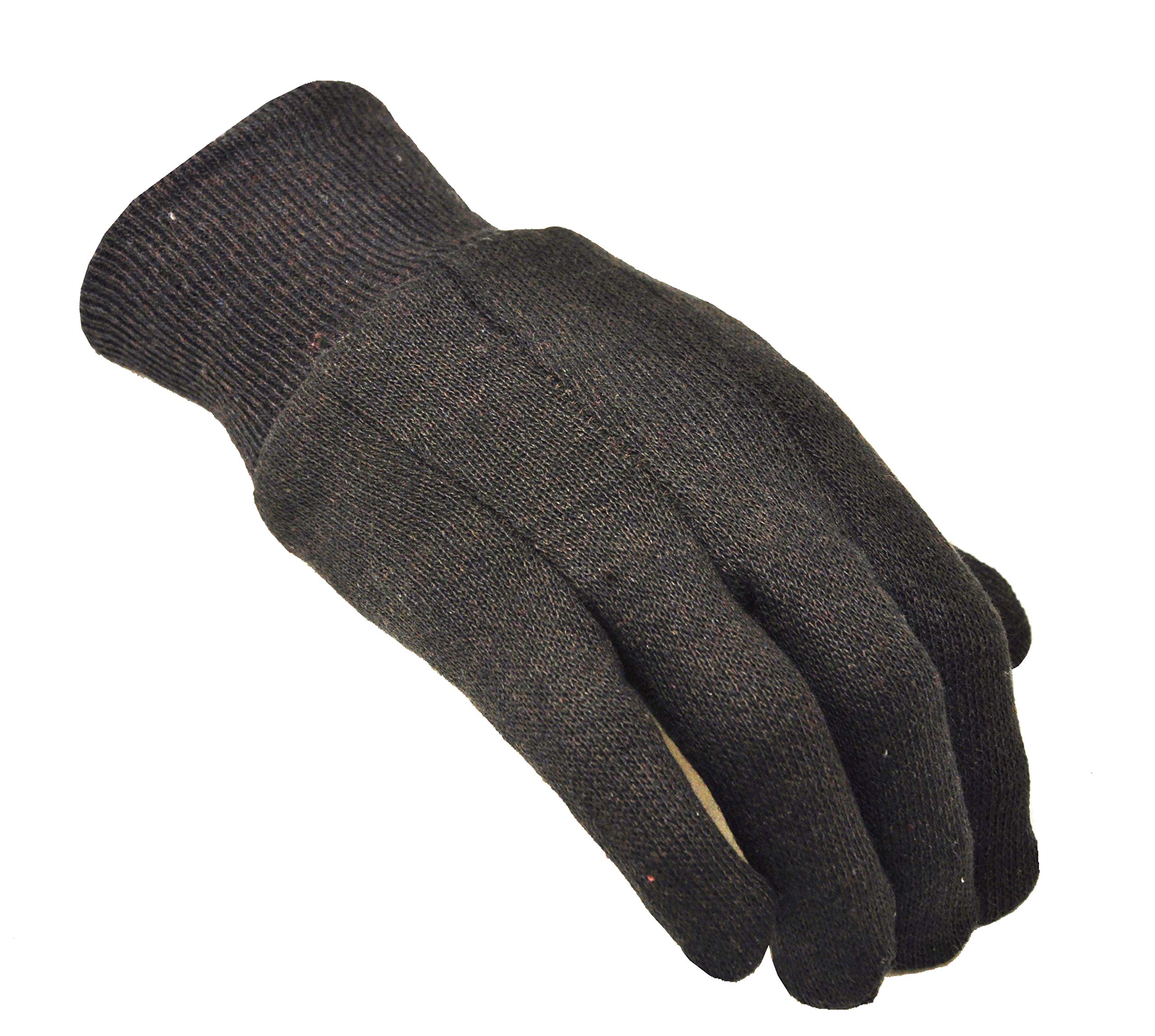 Heavy Weight 9OZ. Cotton Brown Jersey Work Gloves, Knit Wrist, Sold by Dozen (12-Pairs) - X-Large