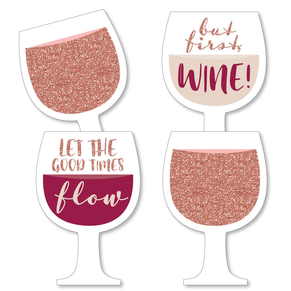 Big Dot of Happiness But First, Wine Tasting Party Essentials Glass Decorations DIY - Set of 20