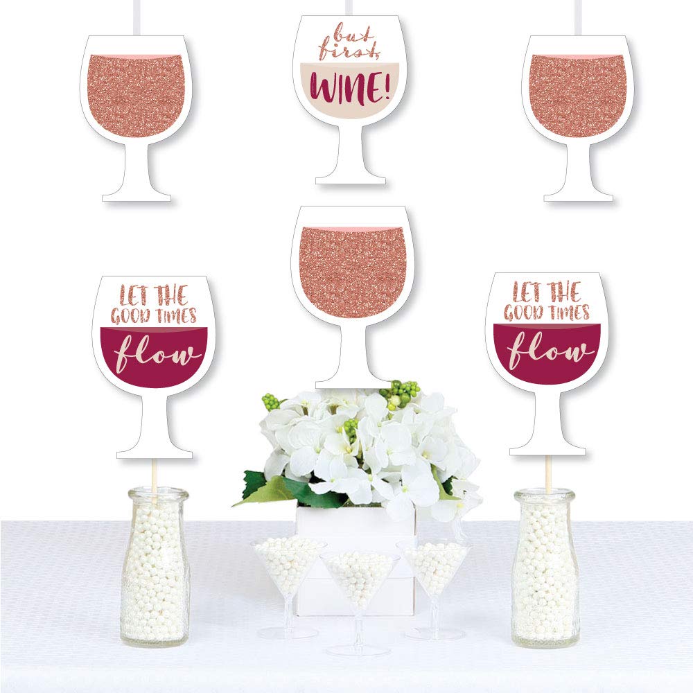 Big Dot of Happiness But First, Wine Tasting Party Essentials Glass Decorations DIY - Set of 20