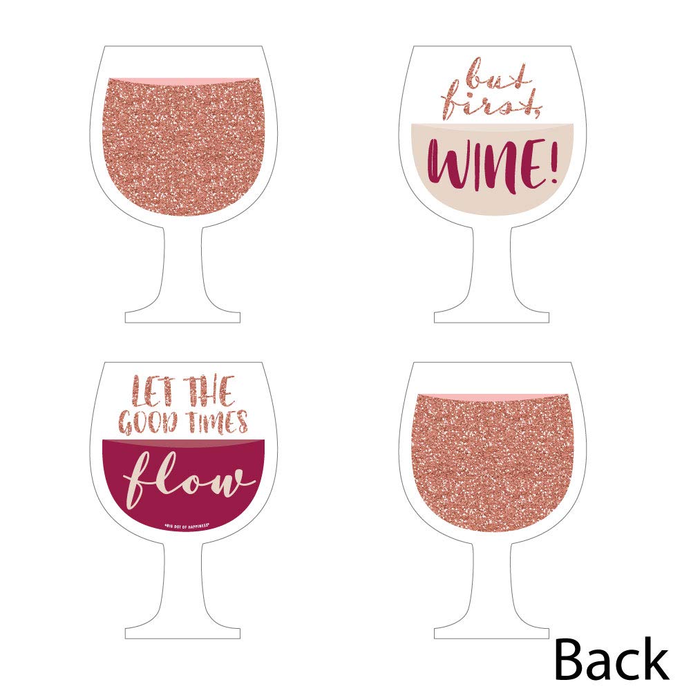 Big Dot of Happiness But First, Wine Tasting Party Essentials Glass Decorations DIY - Set of 20