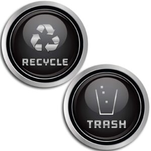 recycle and trash logo magnetic sticker - elegant metal look for trash cans, containers - flexible rubber material (silver, xsmall)